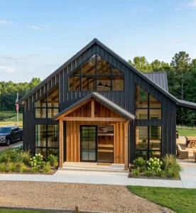 Black barndominium home by turnkey barndominium builders in Pass Christian MS