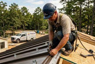 Custom home builder working on roof in Carriere, MS